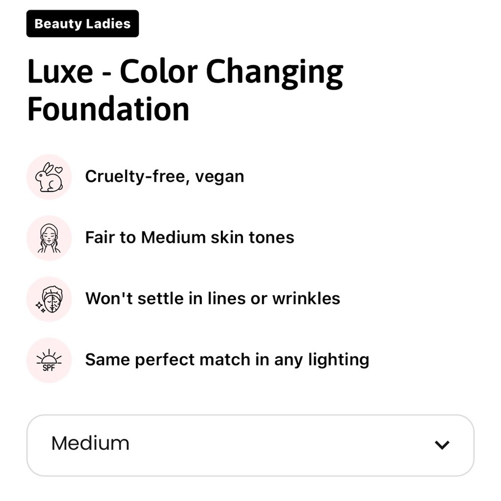 Luxe color changing foundation matches skin color perfect- for medium skin tones - Picture 9 of 16
